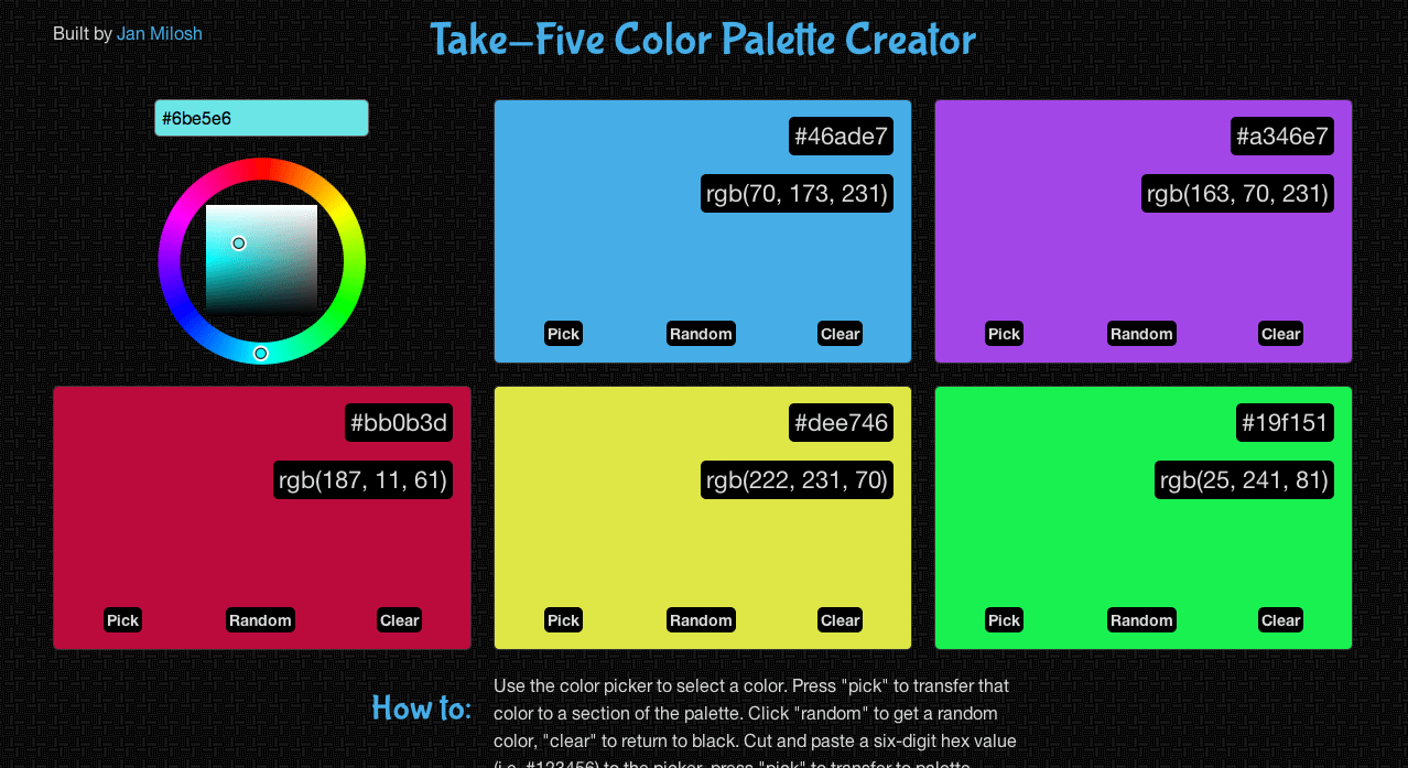 Take-Five Color Palette Application