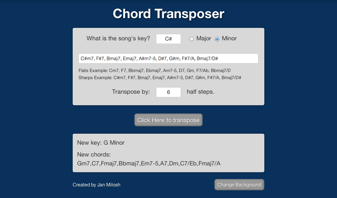 Music chord transposer